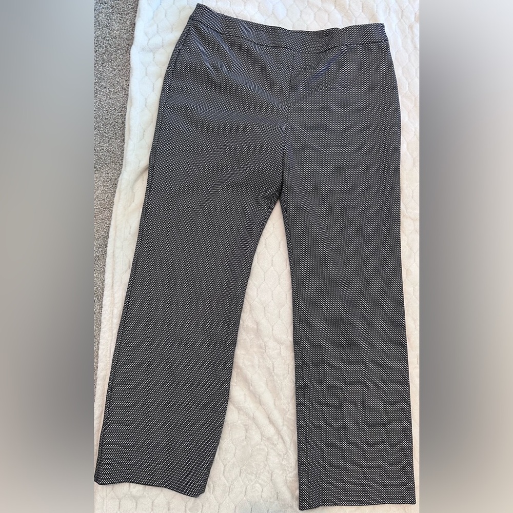Talbots Black and White Micro-Checkered Flare Office Pant Sz 16